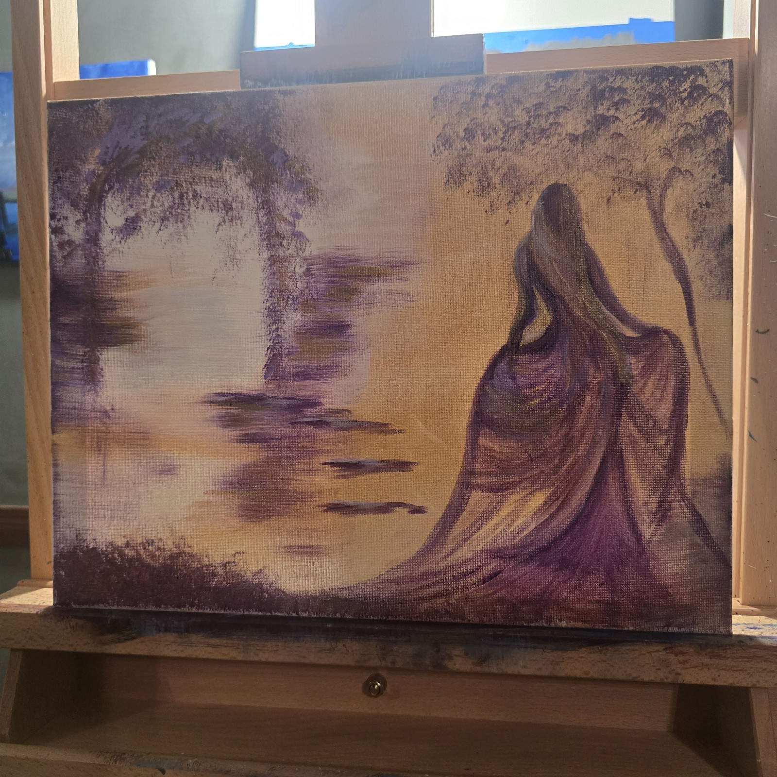 Original Art Acrylic On Canvas 11×14 Lady In Lavender
