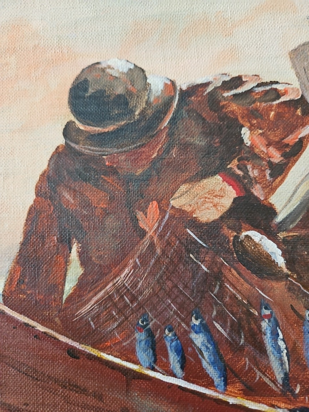 VTG 1981 The Herring Net Winslow Homer Oil Painting Copyist Signed Gary Mc Gaugh