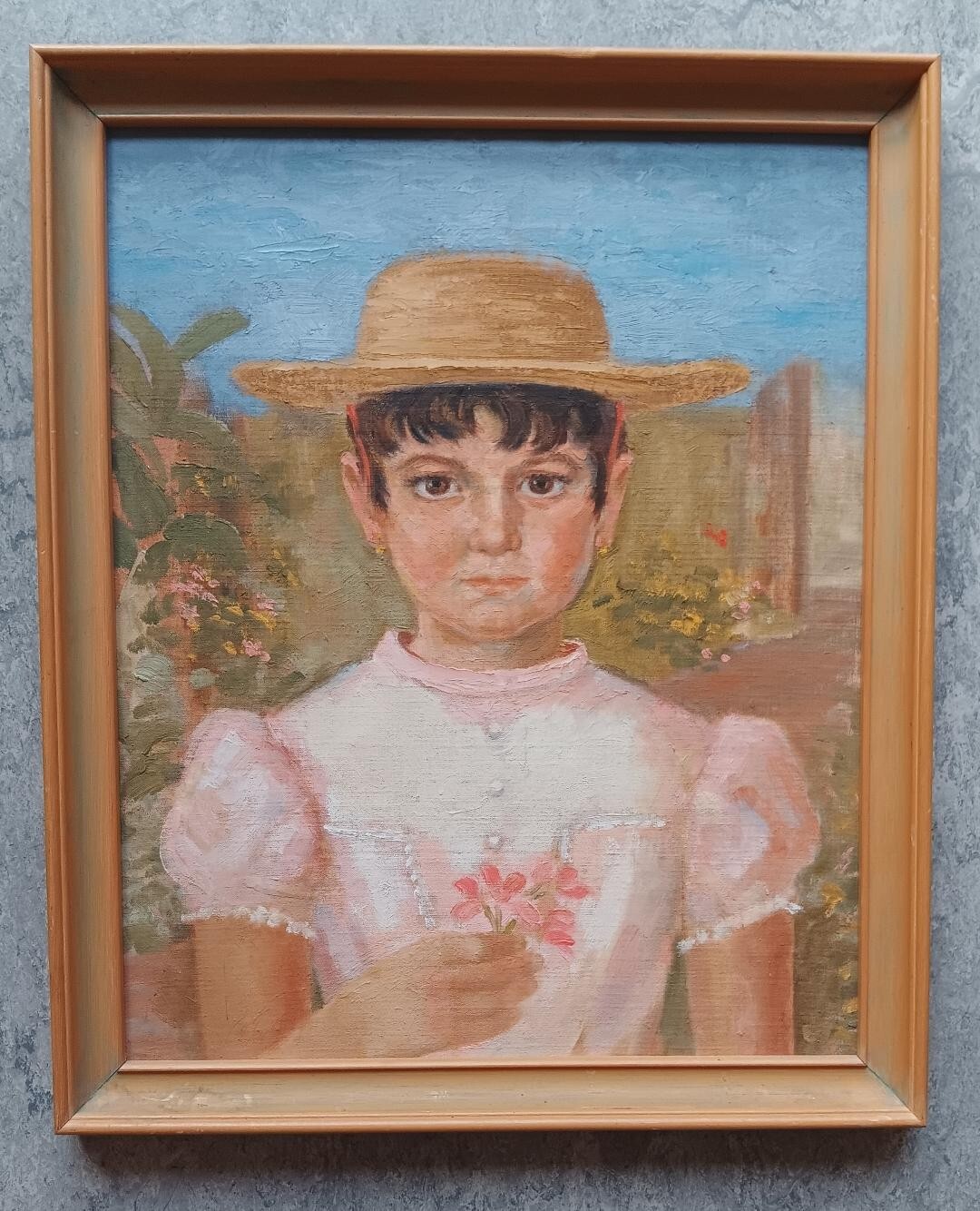Young Lady with Hat Oil on Masonite American School