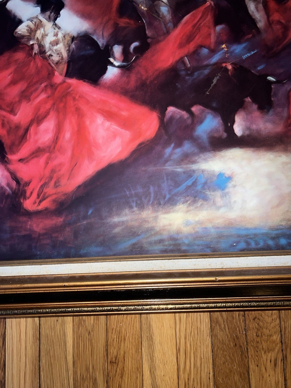 VINTAGE MCM THE MATADOR by JULIAN RITTER LARGE FRAMED SOFA REPRODUCTION PAINTING
