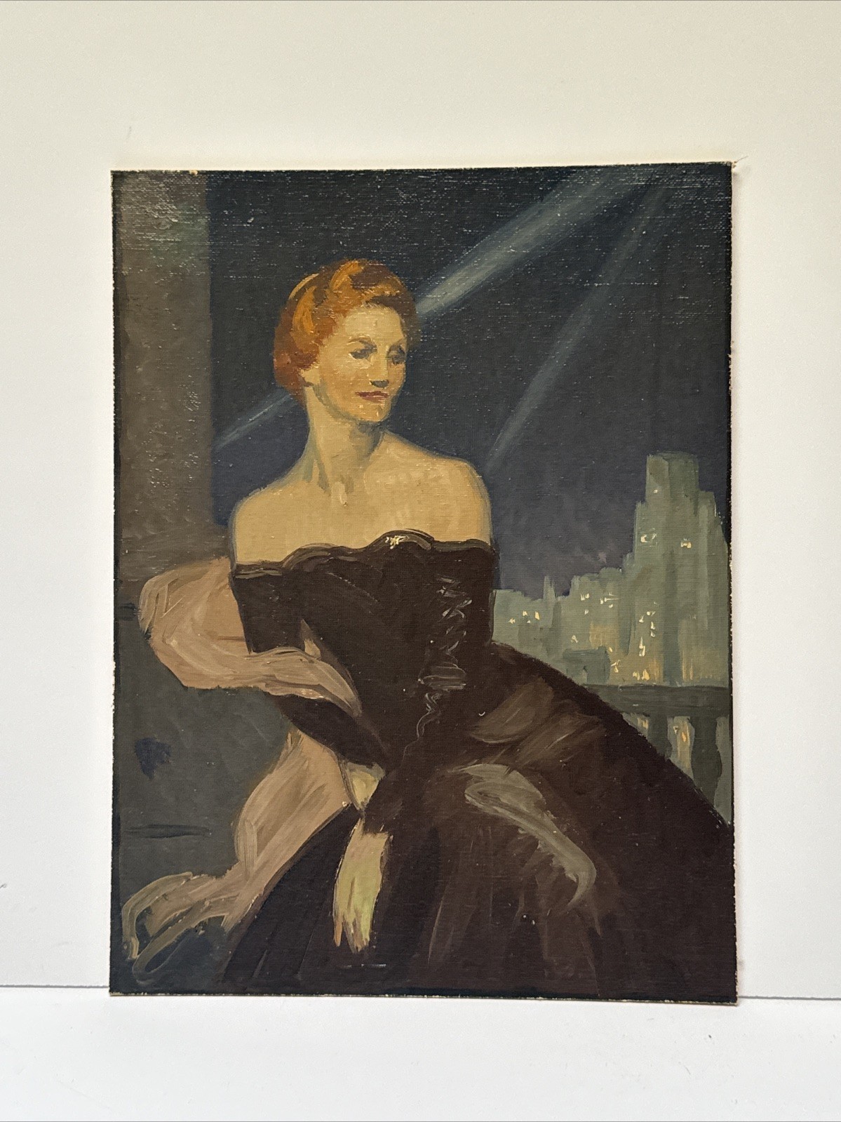 Antique Painting Portrait Woman Women Female Model Art Deco Cityscape Mystery