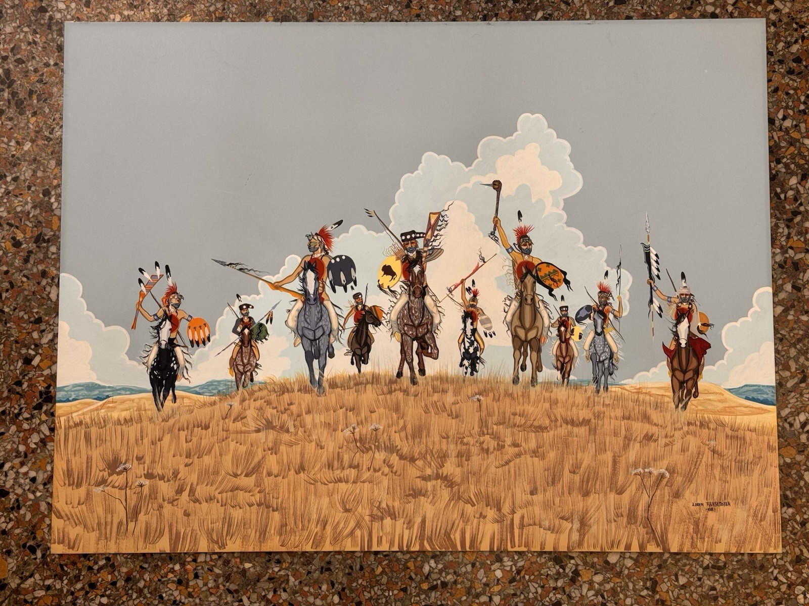 Original Artwork By Loren Pahsetopah “Going For The Scalp”1968