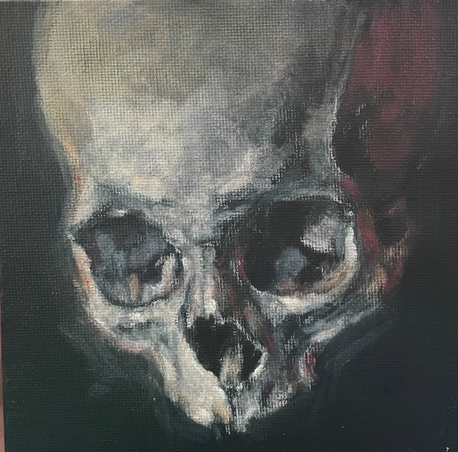 Skull 5×5 Acrylic Canvas Panel Painting Original Artwork by Hunter Potts