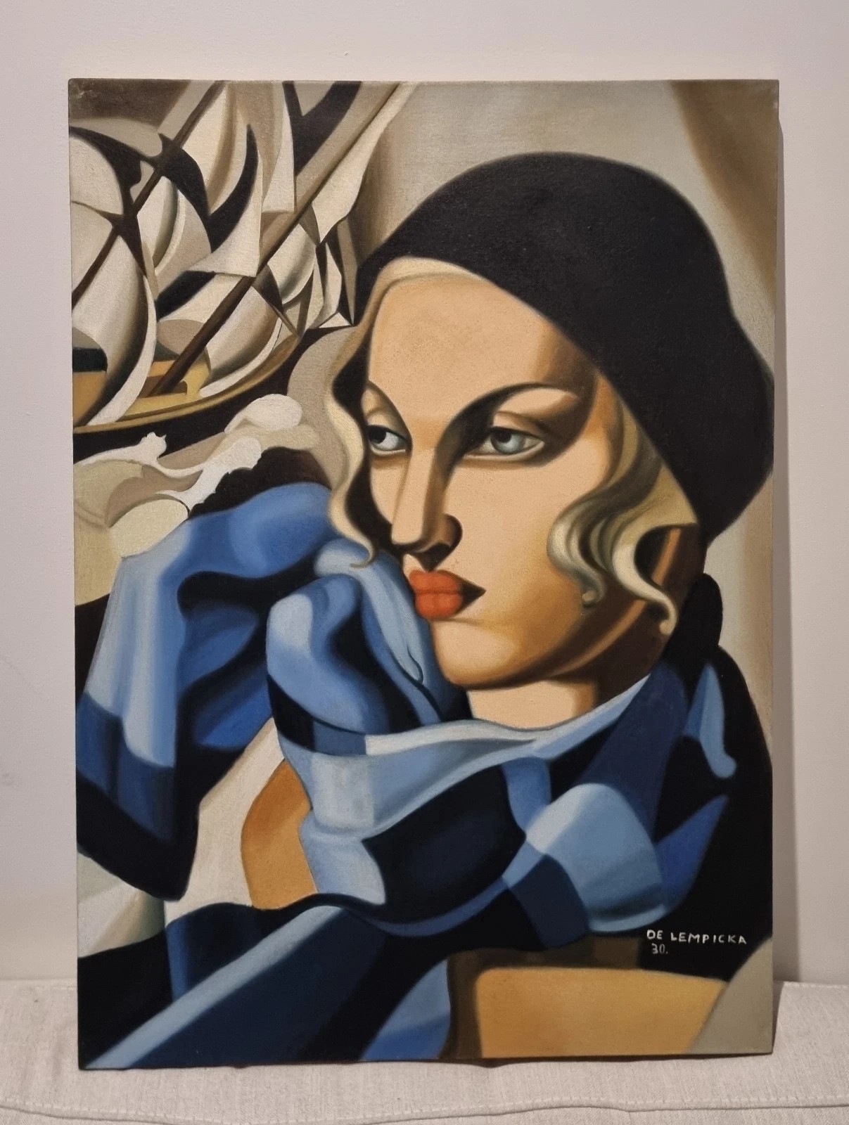 Tamara Lempicka, Handmade Oil Painting On Canvas, Signed, Stamped 50cm x 70cm