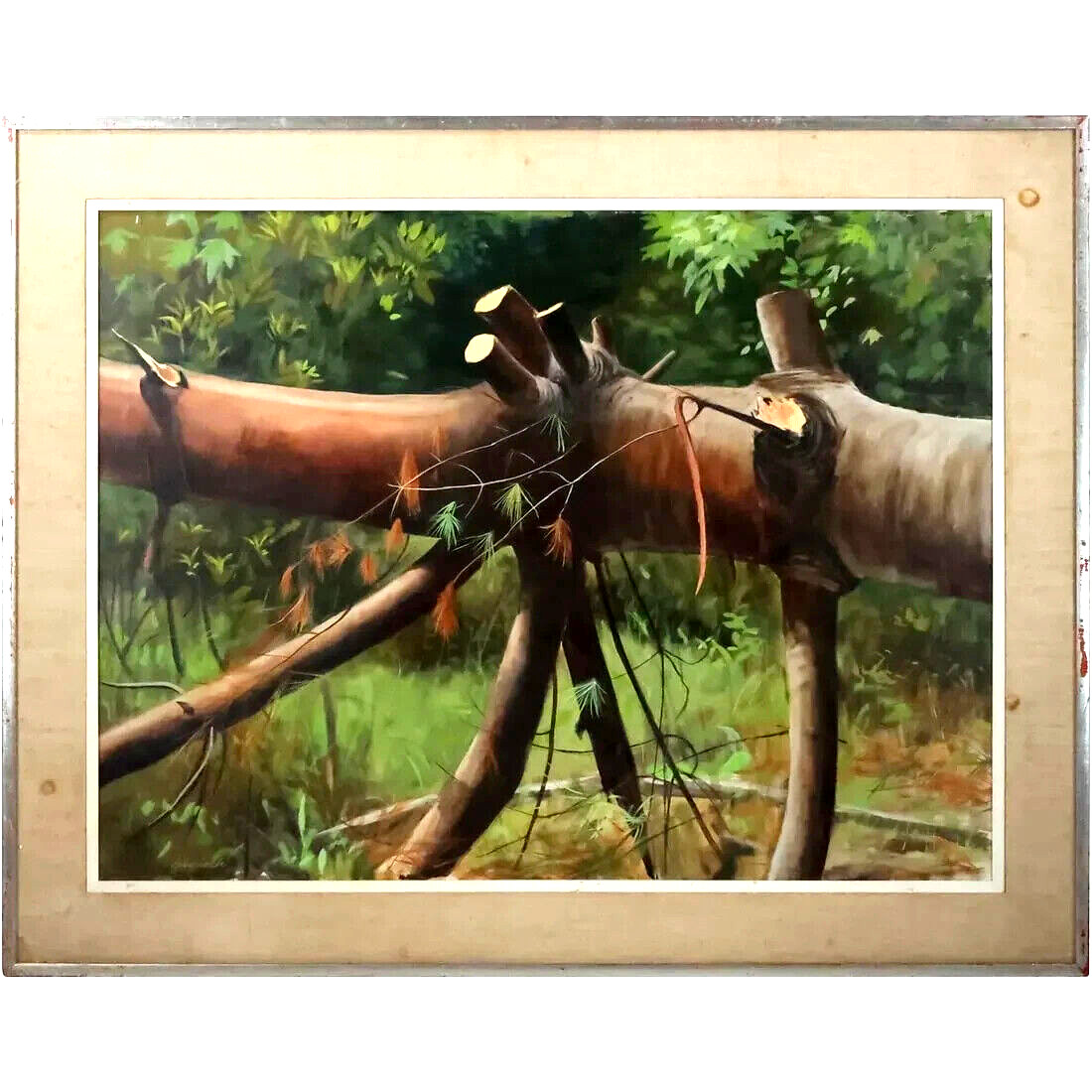 ROBERT ANGELOCH Fine Large Oil Painting Fallen Tree in Lands