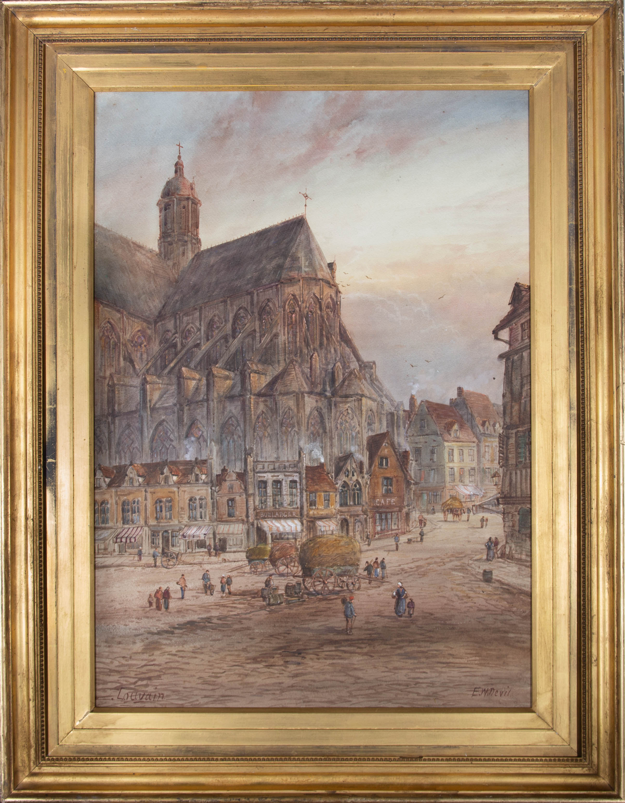 Edward Nevil (fl.1880-1900) – Watercolour, St Peter’s Church, Leuven, Belgium