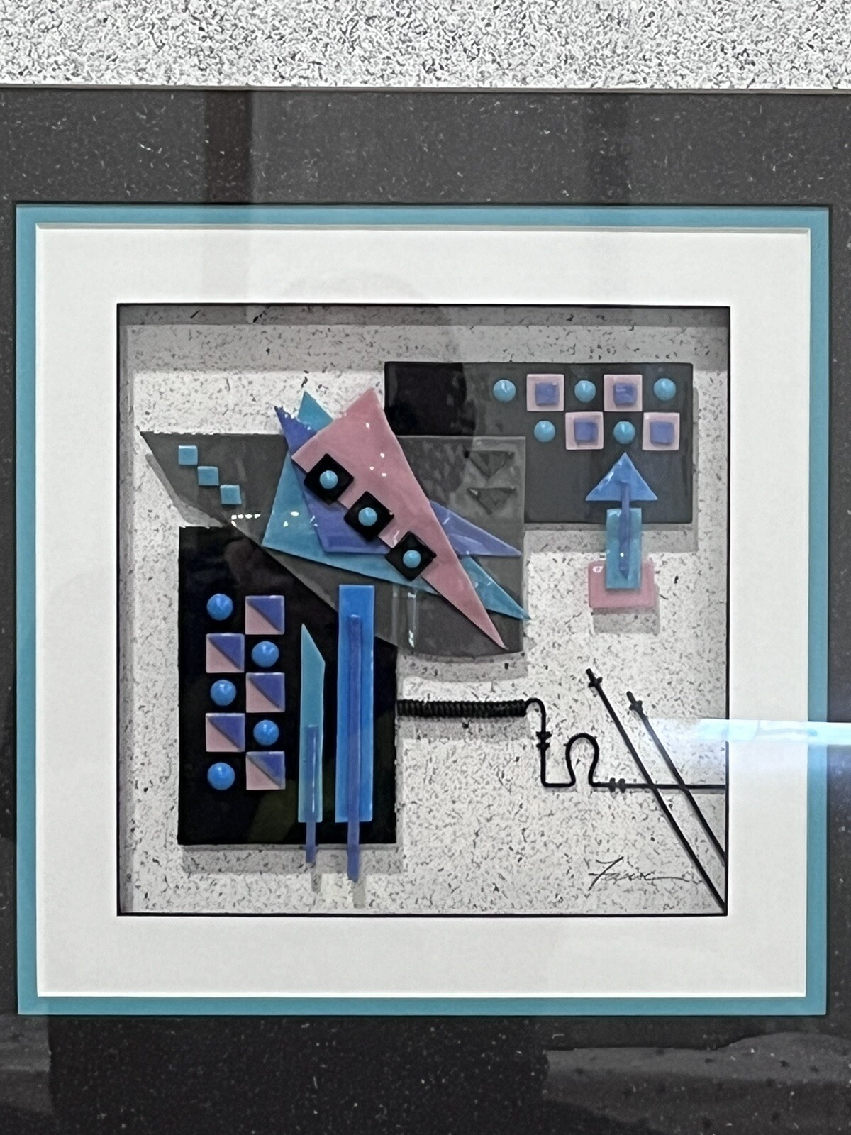 Abstract Geometric Shapes Modern Mixed Media Hanging Art Signed Not A Painting
