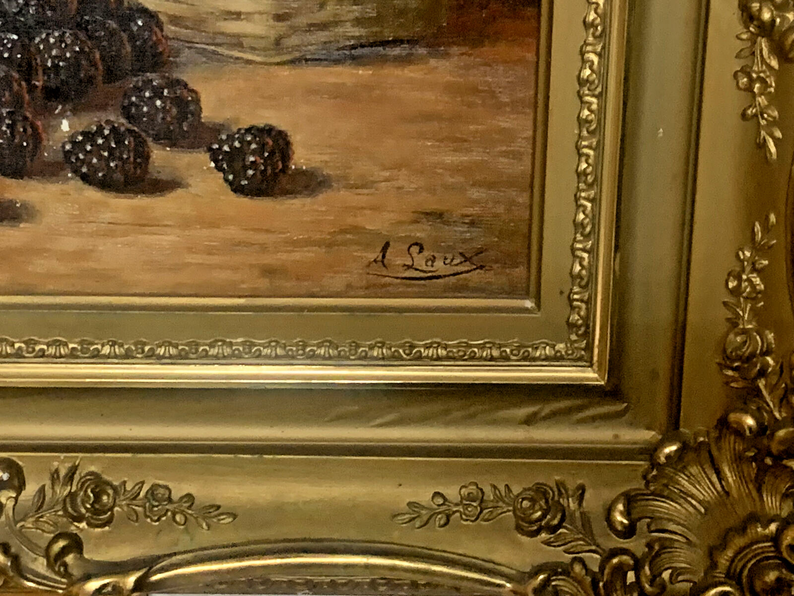 August Laux (American, New York, 1847 – 1921) Still Life – Blackberries c.1880’s