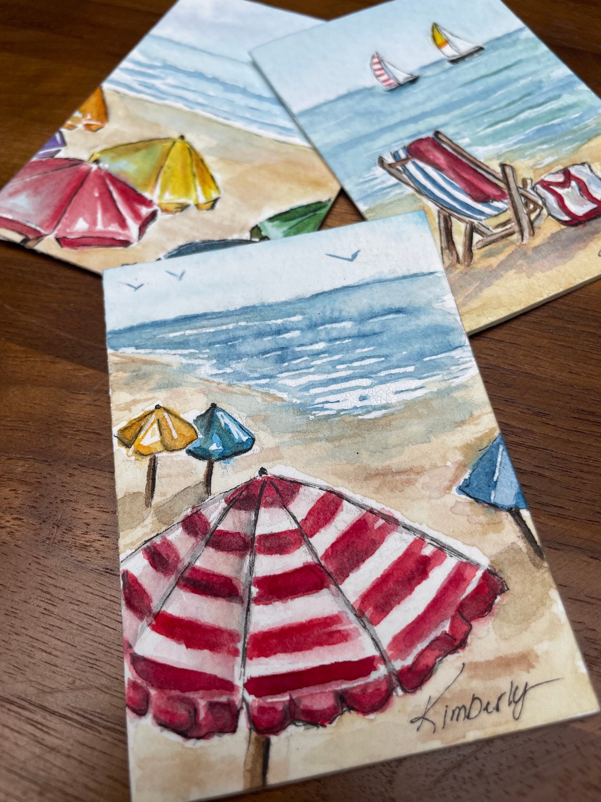 ACEO Original Beach Scene Watercolor by Kimberly Tyson