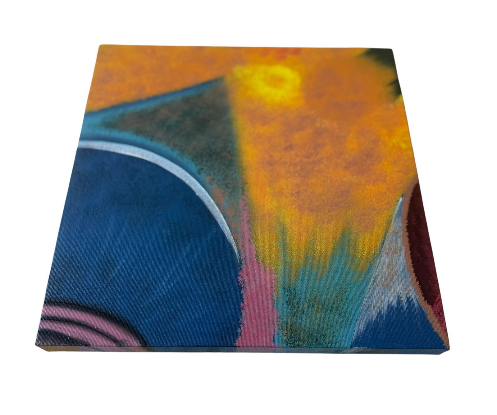 SM Palmer Abstract Art Painting Reproduction Mounted On Wood Frame 12” X 12” #1