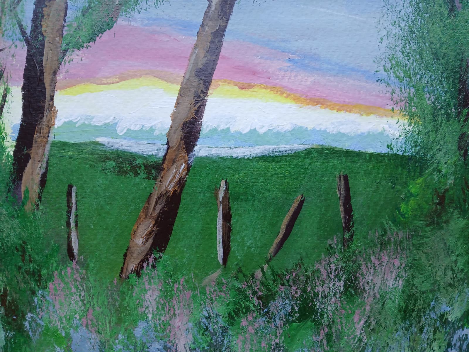 Impressionism 11×14 Sun Light Thru Trees Handmade Signed Original Art Painting