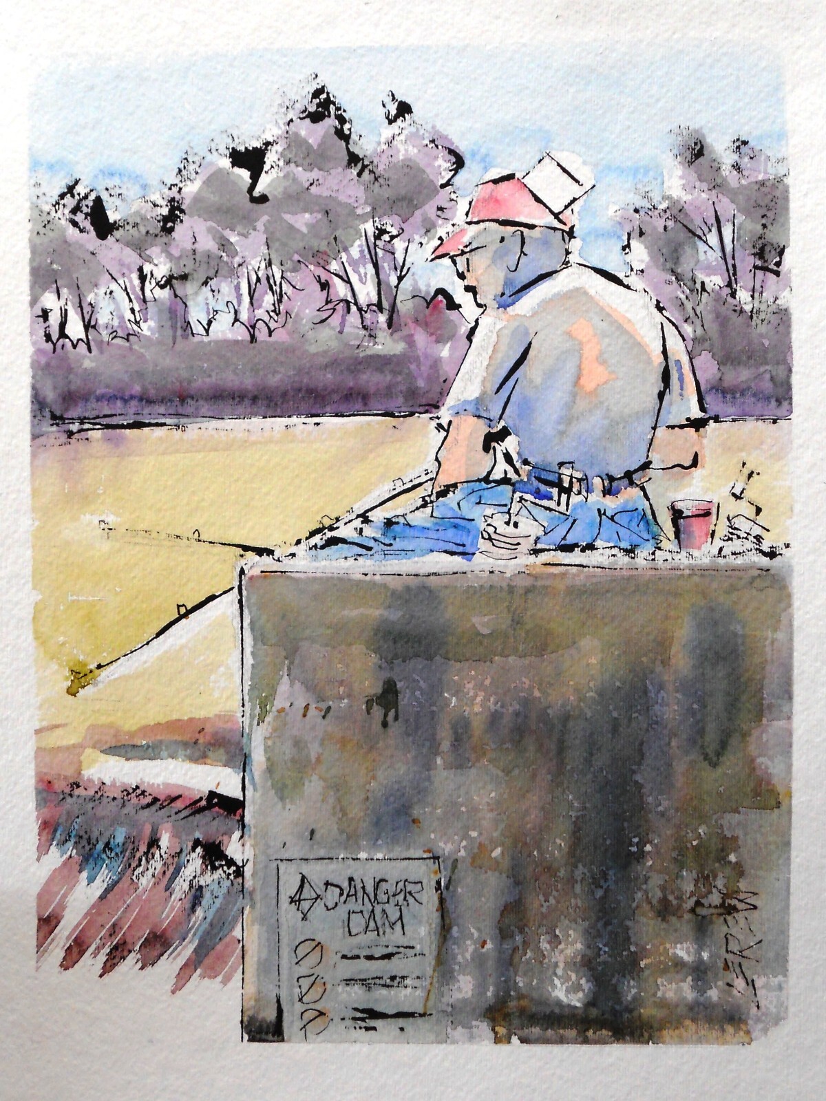 Larry Lerew painting impressionism collectible original fishing landscape COA