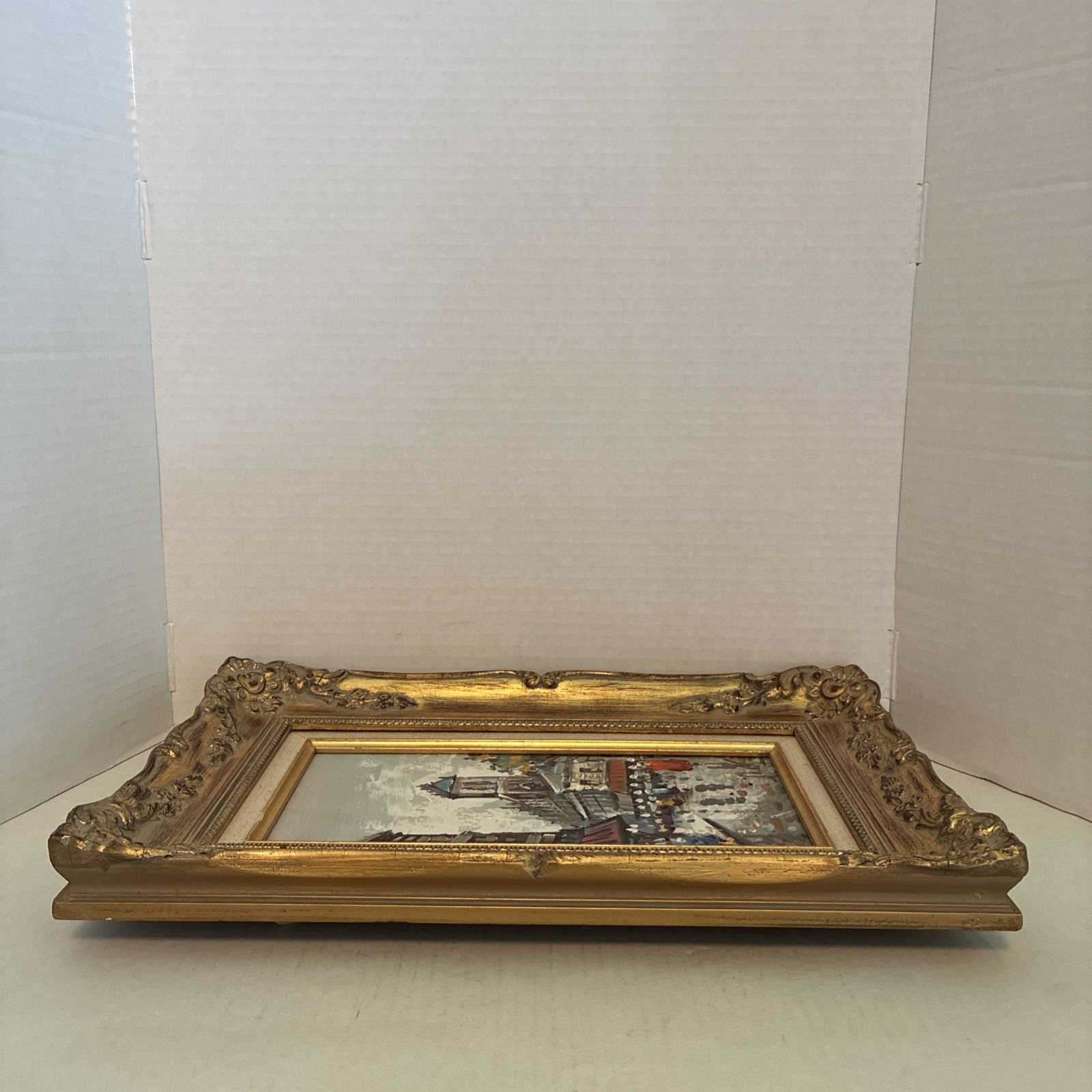 VTG Antonio DeVity Signed Oil on Canvas Painting. City Scene 17×12 Framed