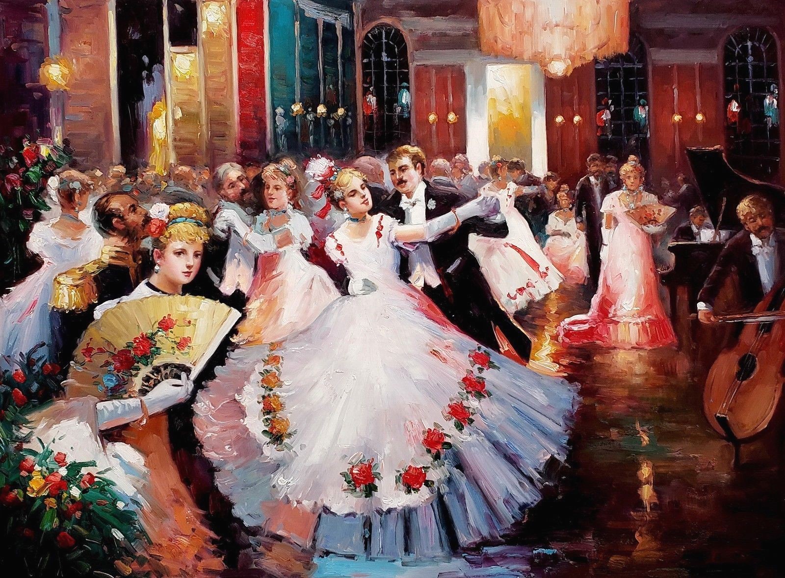 Ballroom Dance #2, 36×48,100% Oil painting on Canvas,Old master Reproduction.