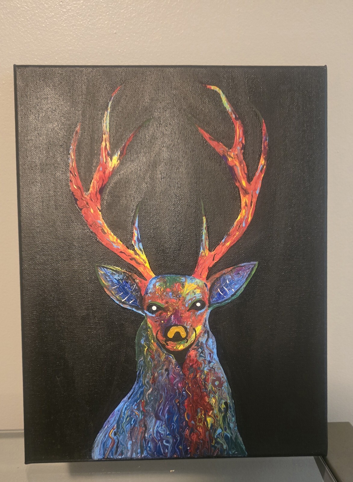 Multicoloured deer painting 11″x14″