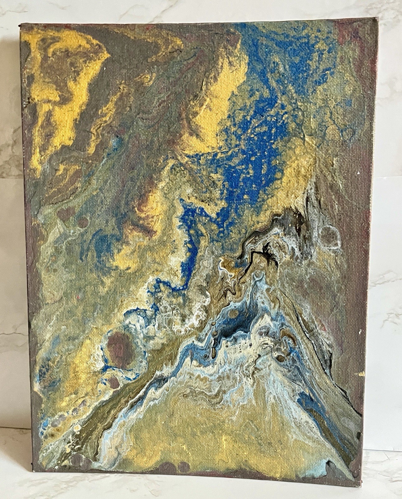 Abstract Acrylic Pour On Canvas Panel Hand Painted Art -Size: 11×14 -Unframed