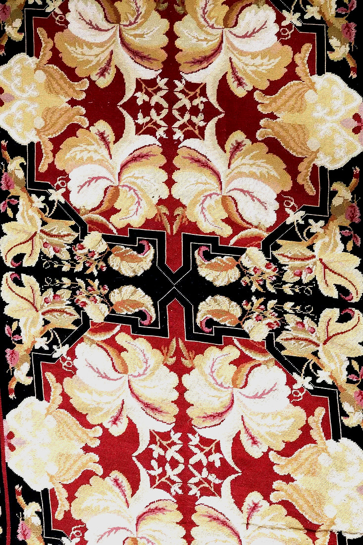 HUGE ART DECO NEEDLEPOINT TAPESTRY, circa 1930, 108 x 70.25 in.