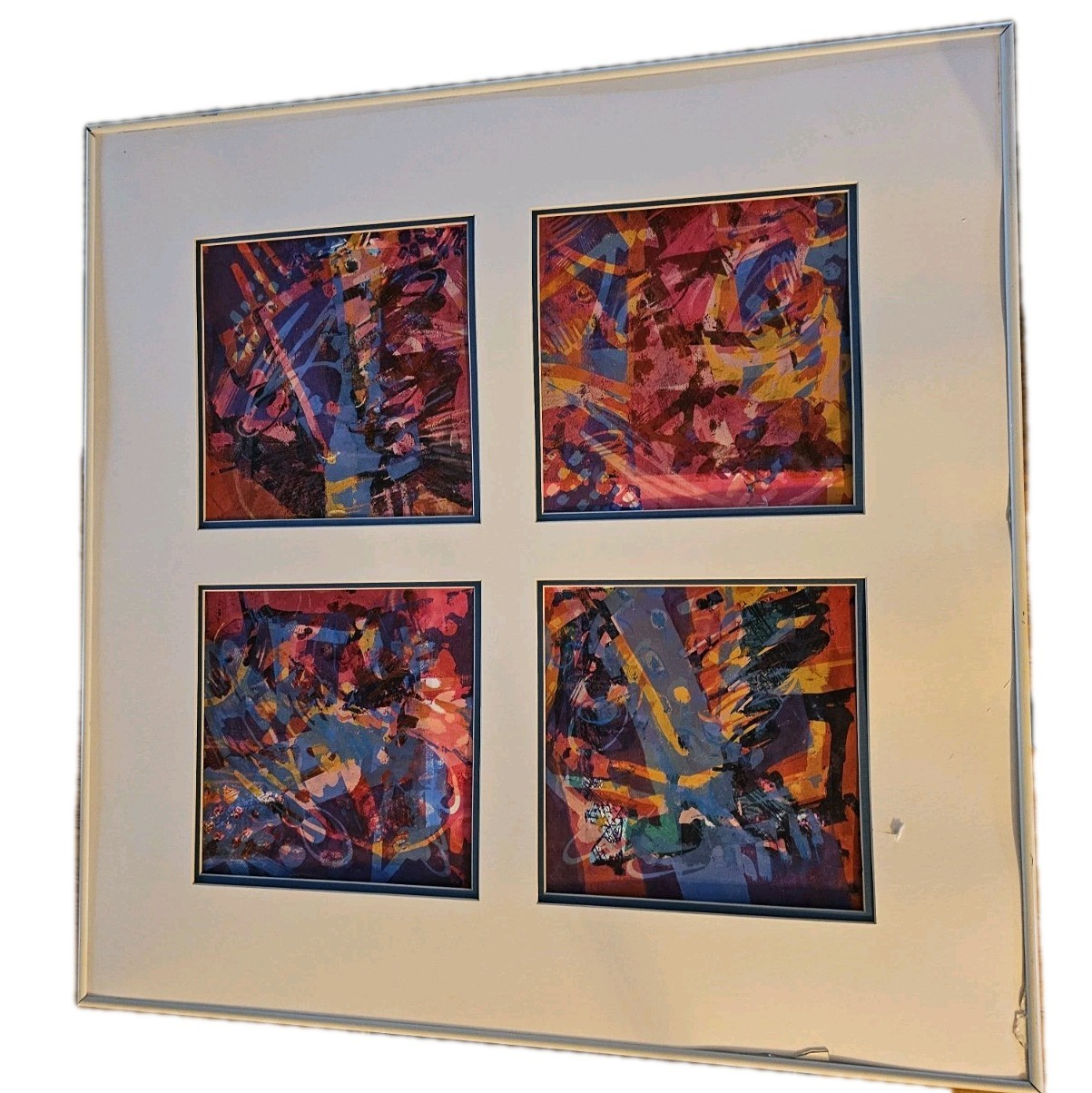 Juanita Kauffman Kenya Sounds Abstract Quad OAK Wall Art 40×40 4 Panel Signed