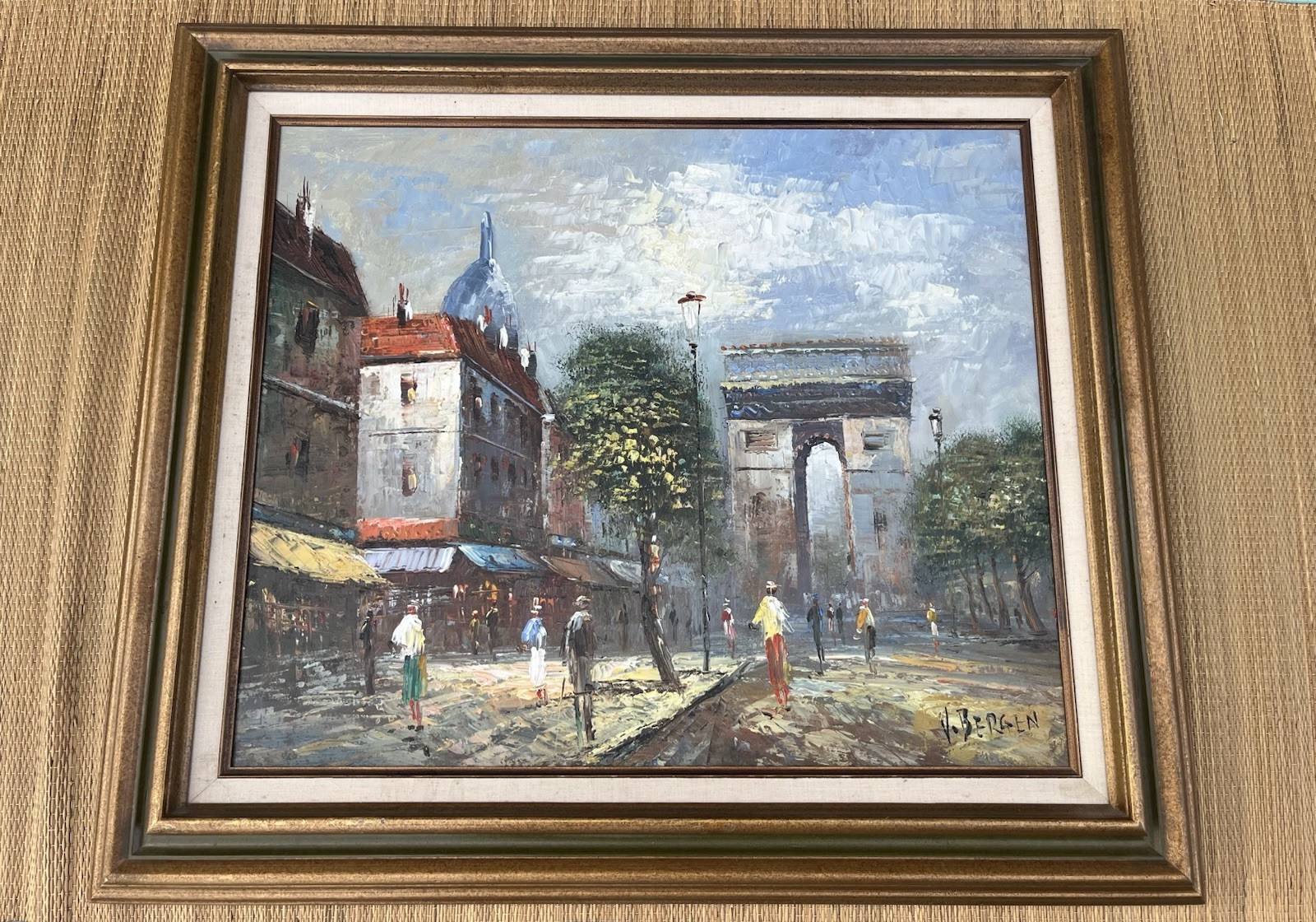 Viktor Bergen – Signed & Framed Mid Century Oil Painting Cityscape Vintage Art