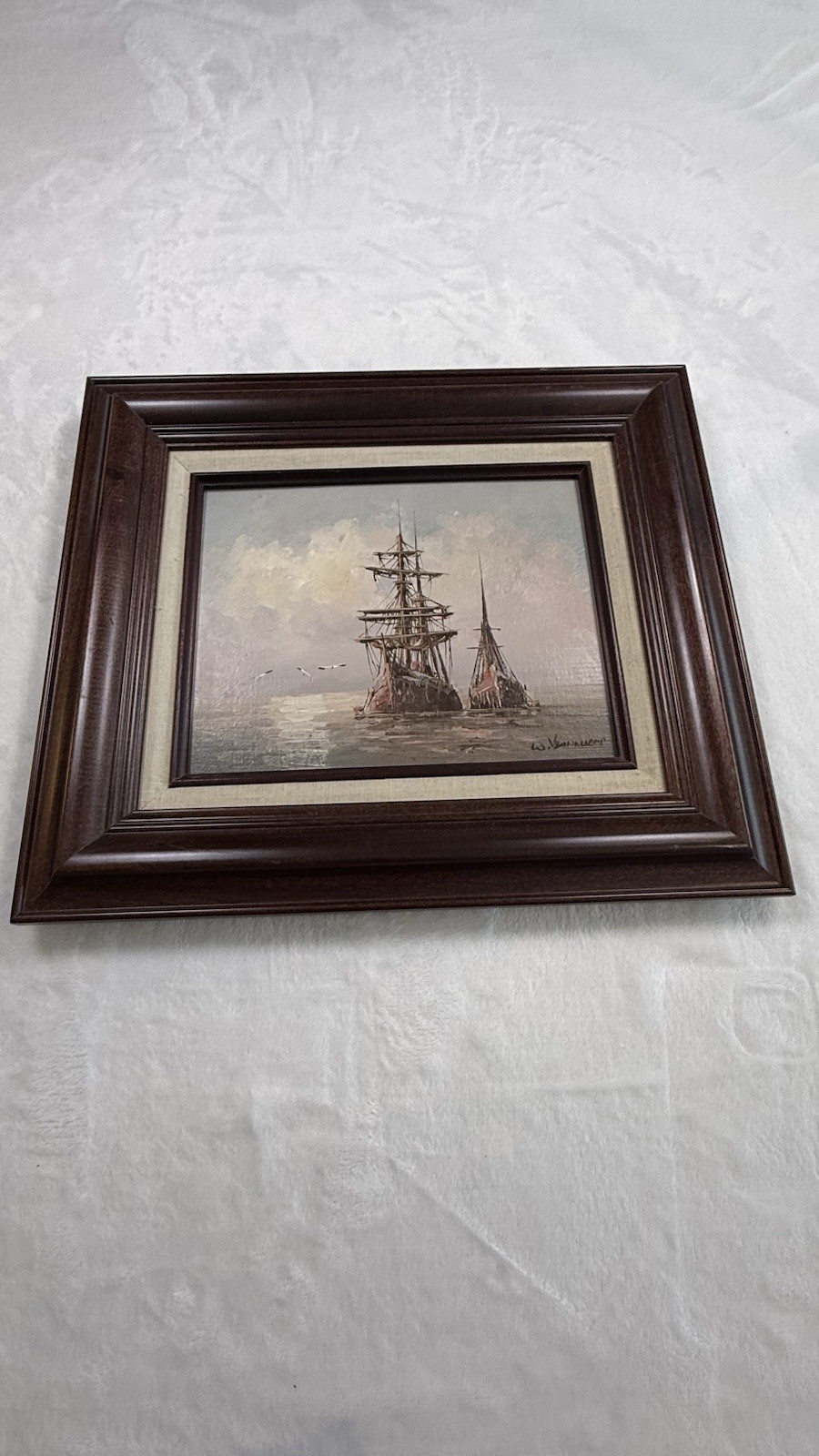 Vintage W. VENNEKAMP Signed – Nautical Maritime – Oil Painting On Wood- Framed