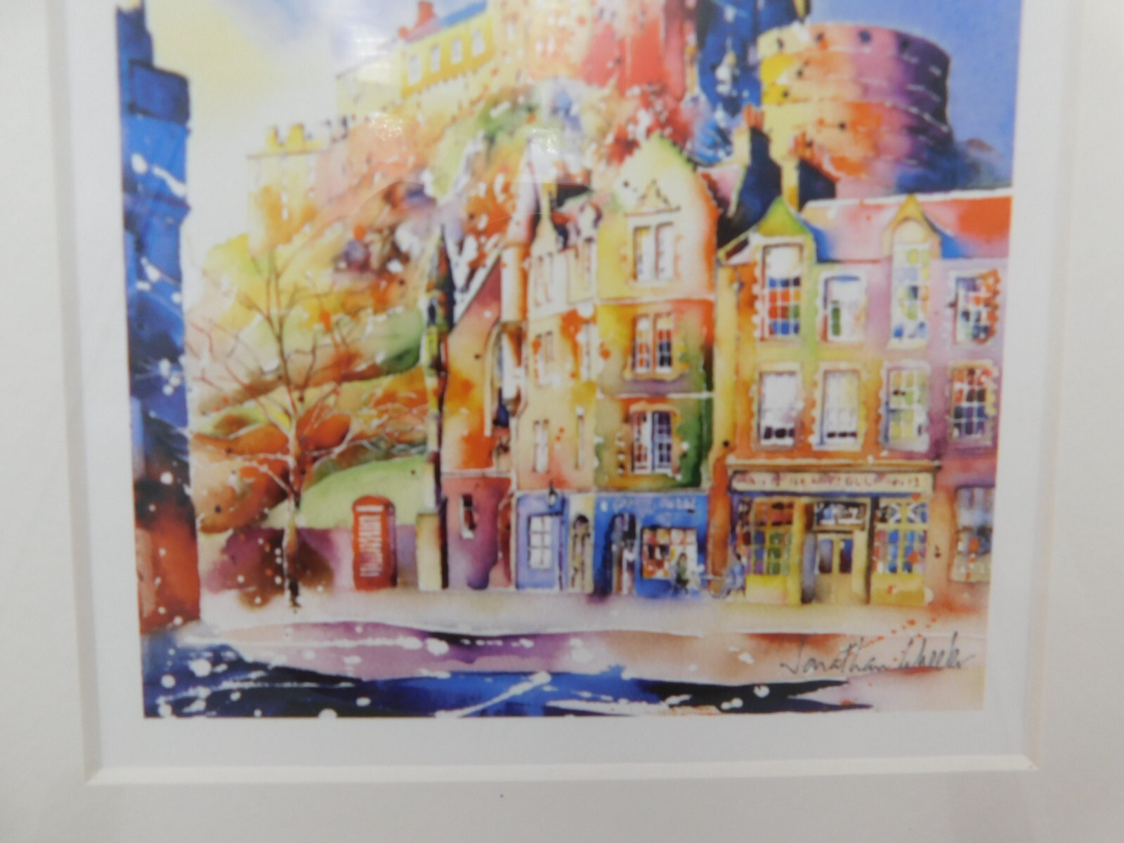 Jonathan Wheeler Scottish Edinburgh Castle Signed Watercolor Small Metal Framed