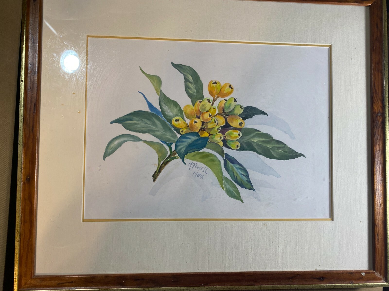 Mary Powell 1984 «Still Life With Flowers» Watercolor Painting – Signed/Framed