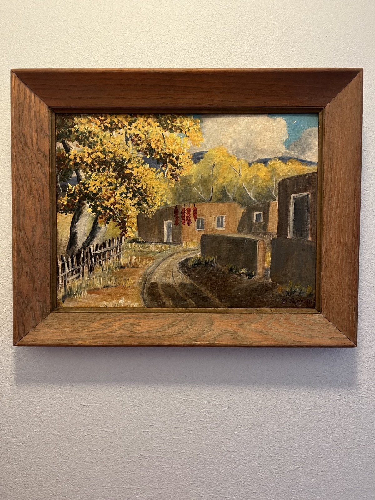 Original Vintage Traditional New Mexico Fall Landscape Painting by Donna Jensen