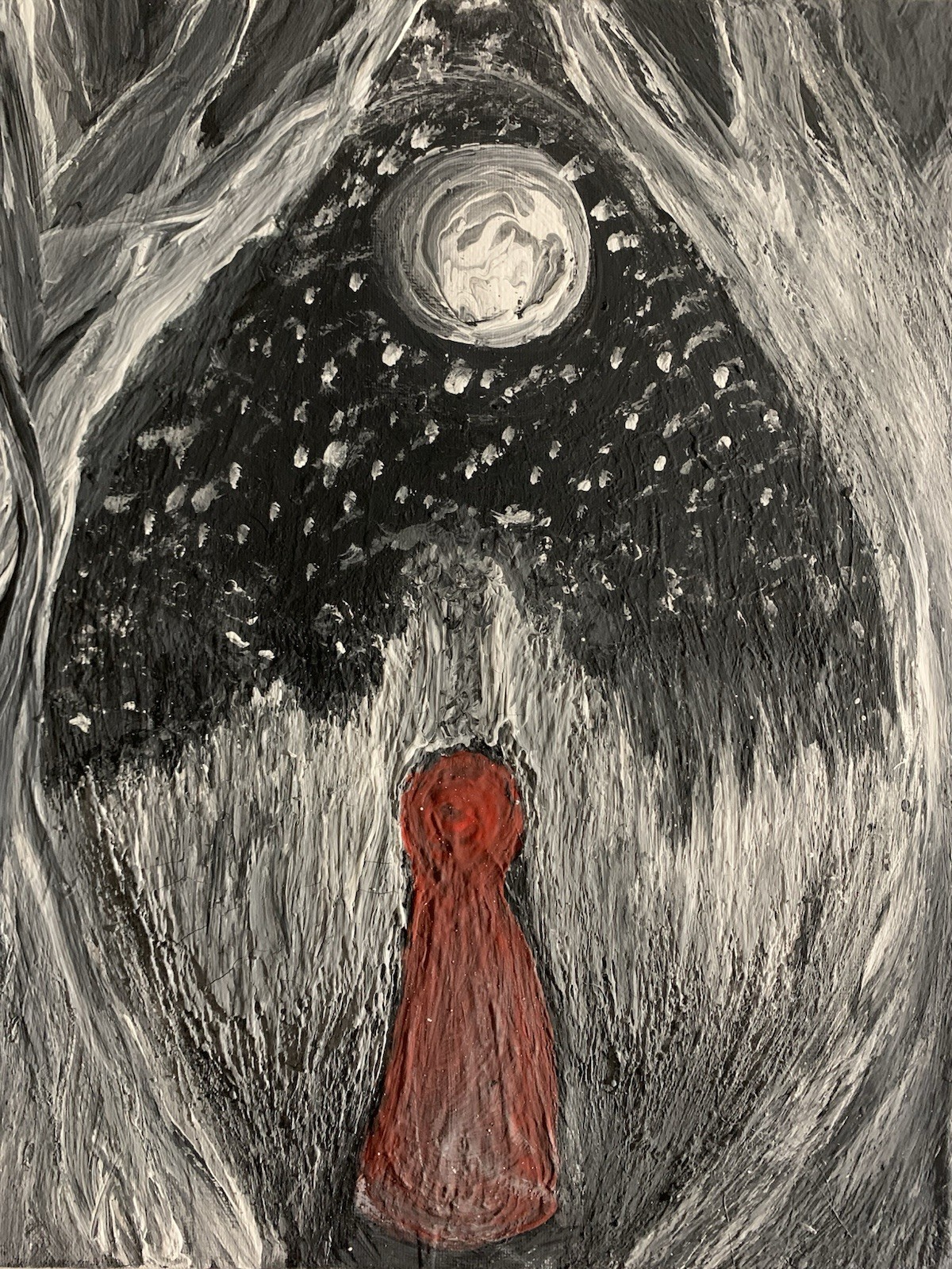 11 x 14” Original Little Red Riding Hood Acrylic Painting On Canvas