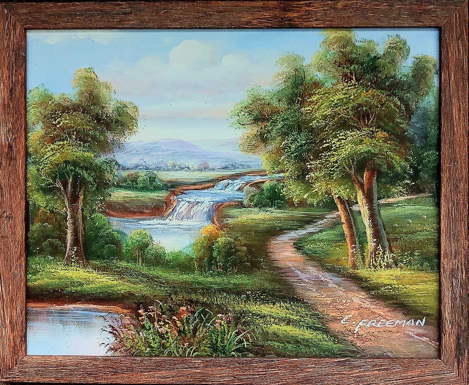 8×10 Inch Framed Landscape Oil Painting Titled «Country Trail.»