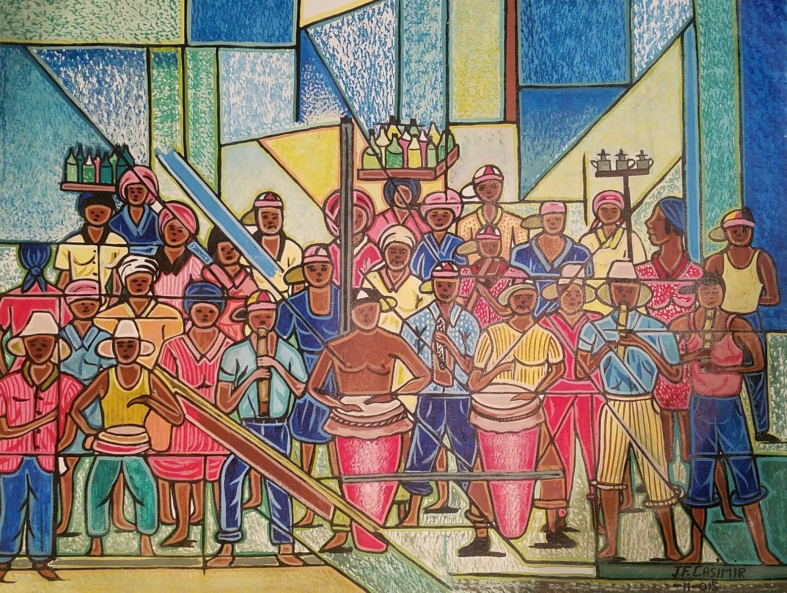 J.F. Casimir, Painting, HAITIAN ART, Folk art music band 25×30