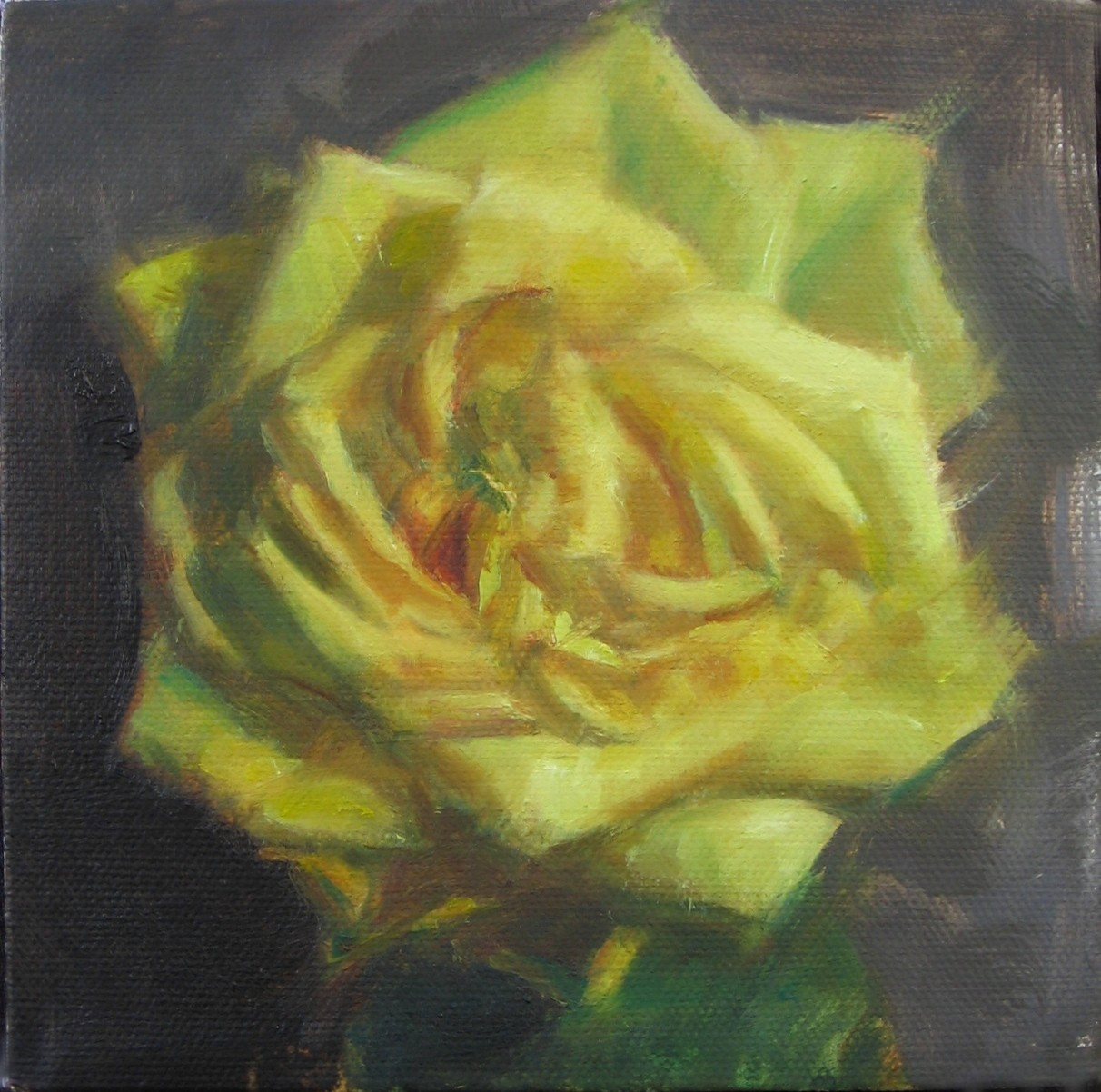 Original Still Life Small Oil Painting Rose 6×6 Impressionist Floral Art Signed