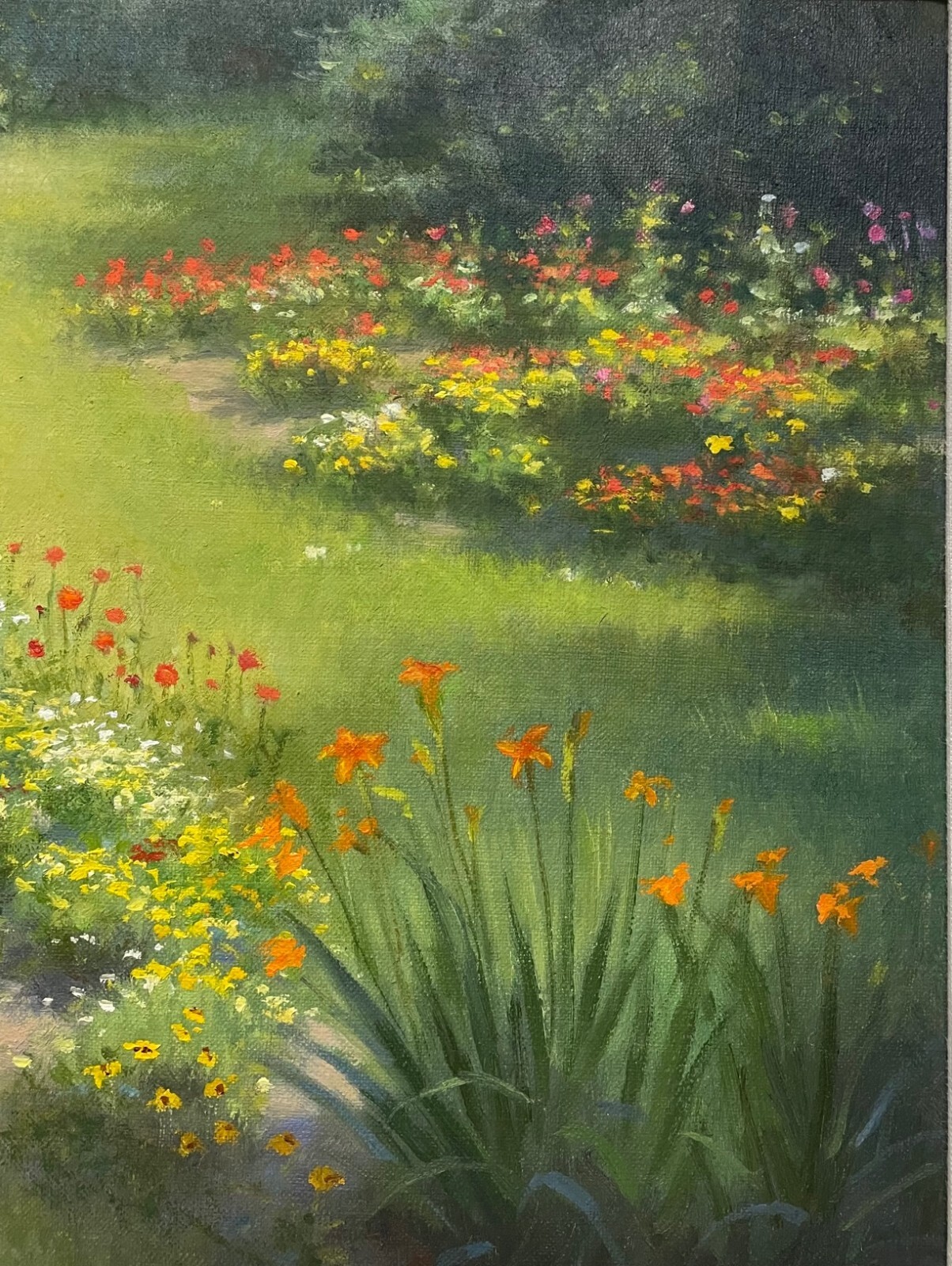 Vintage WILLIAM E BARTLETT ‘Backyard FLOWER GARDENS’ Contemporary Oil Painting