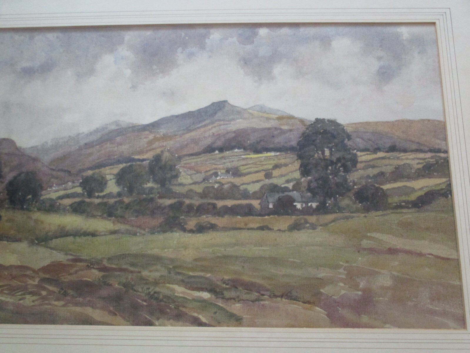 ANTIQUE VINTAGE IMPRESSIONIST LANDSCAPE PAINTING ROLLING HILLS MOUNTAIN TOWN