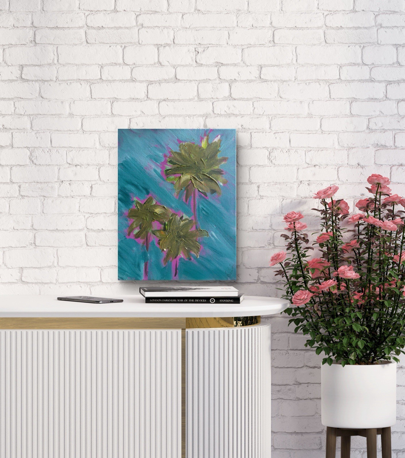 Palm Trees Seascape Impression 11×14 ABSTRACT IMPRESSIONISM Signed Original
