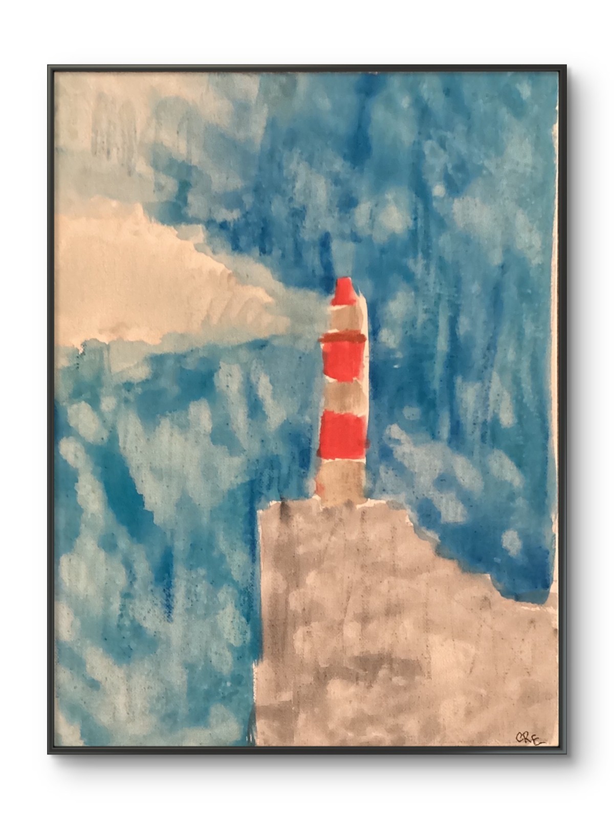 Original Lighthouse Seaside Landscape Abstract Modern Art 11x 14 Canvas Panel