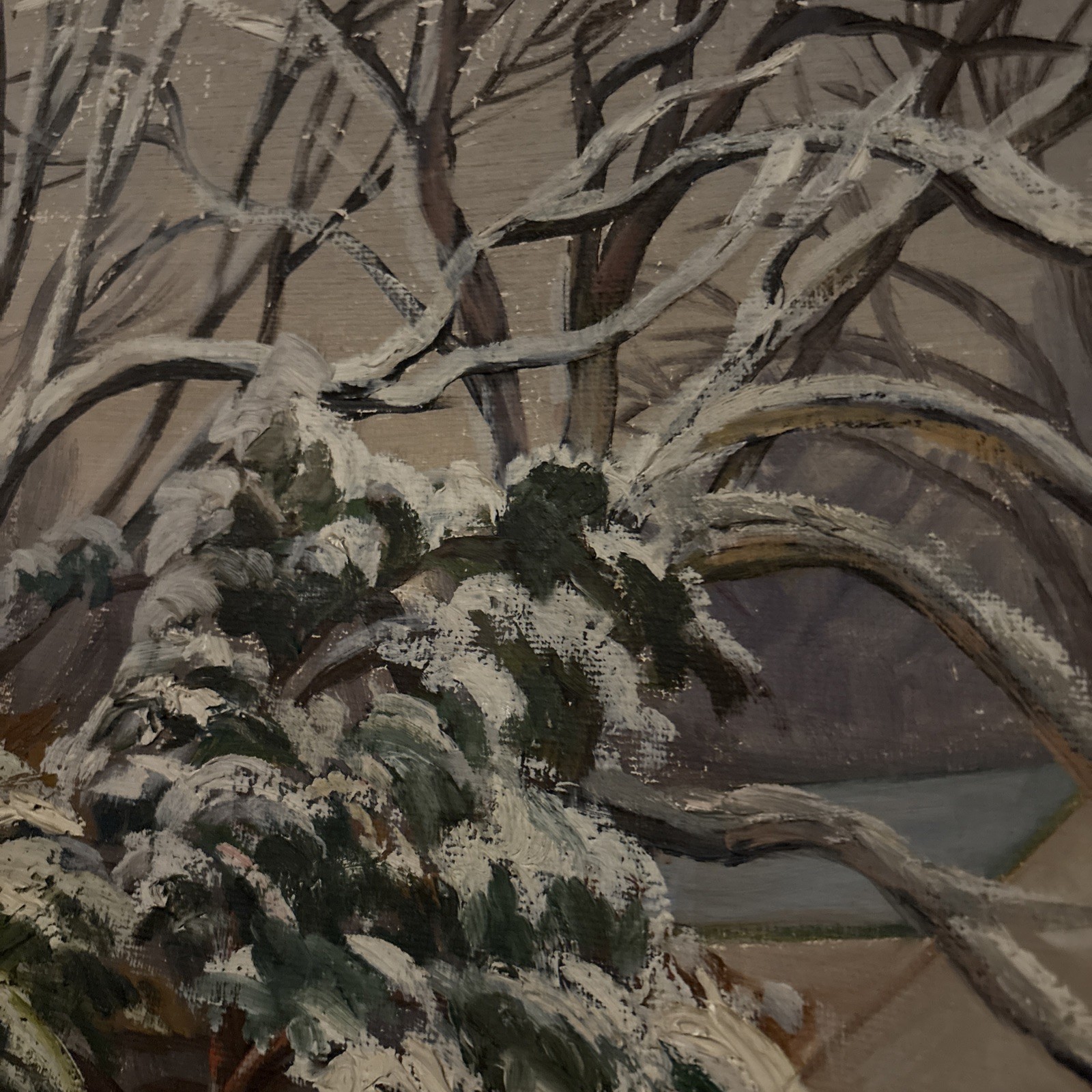 Valentine Vogel Large Framed Oil Painting On Canvas, Missouri Winter House Scene