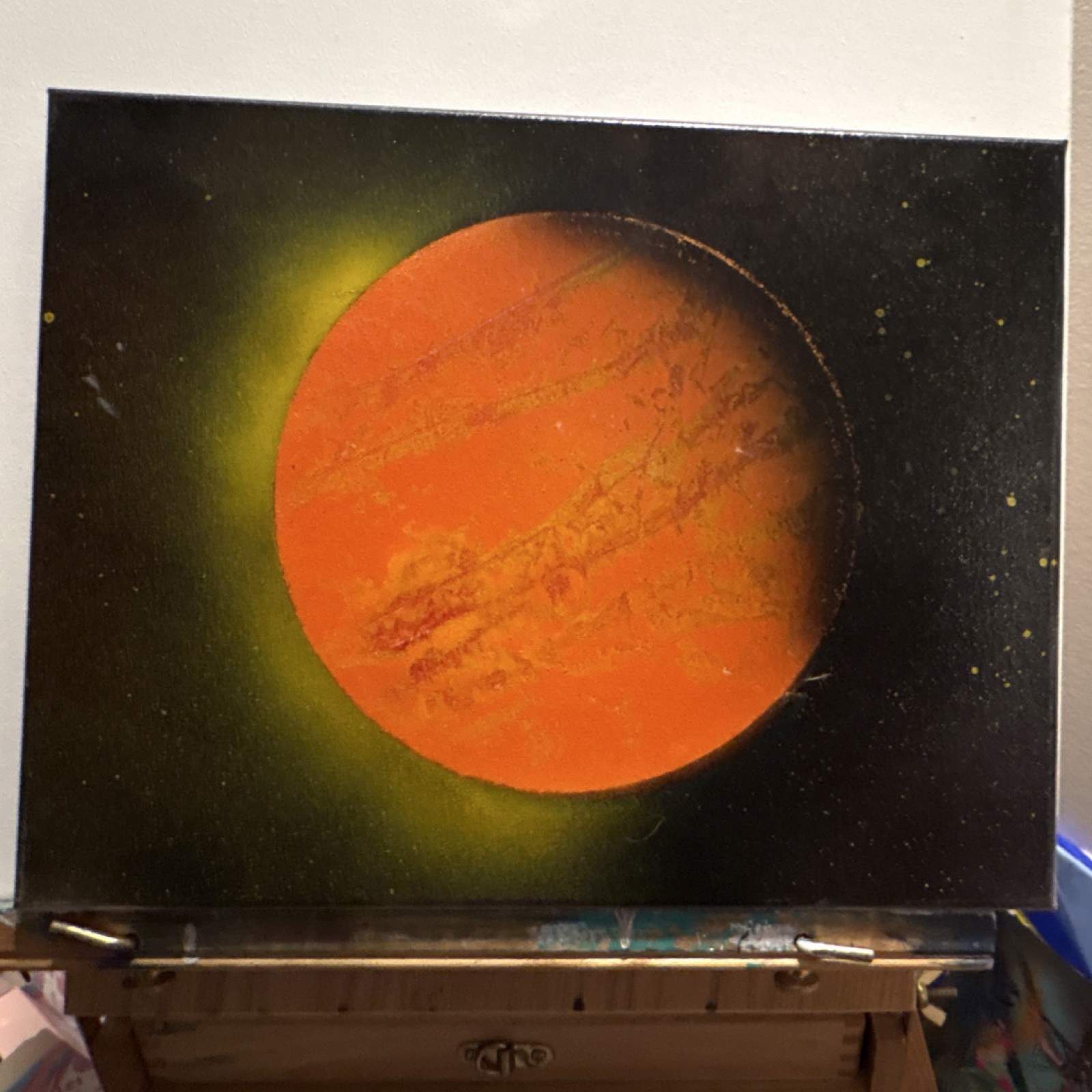 Original Abstract Outer Space Planet Painting on Canvas Unframed Single Piece