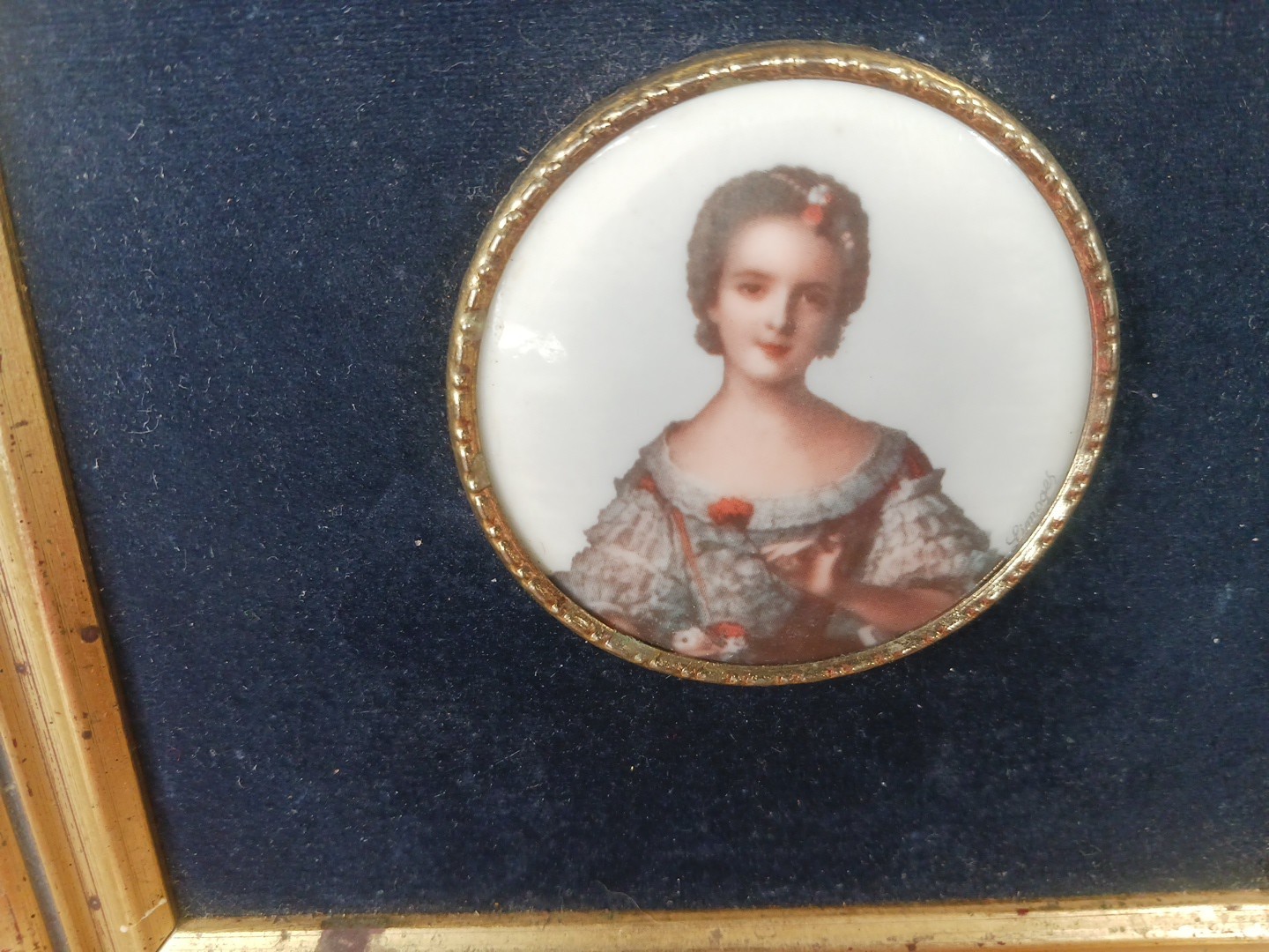 Miniature Painting Cameo Signed Limoges Coffee Tompson Co English Cottage