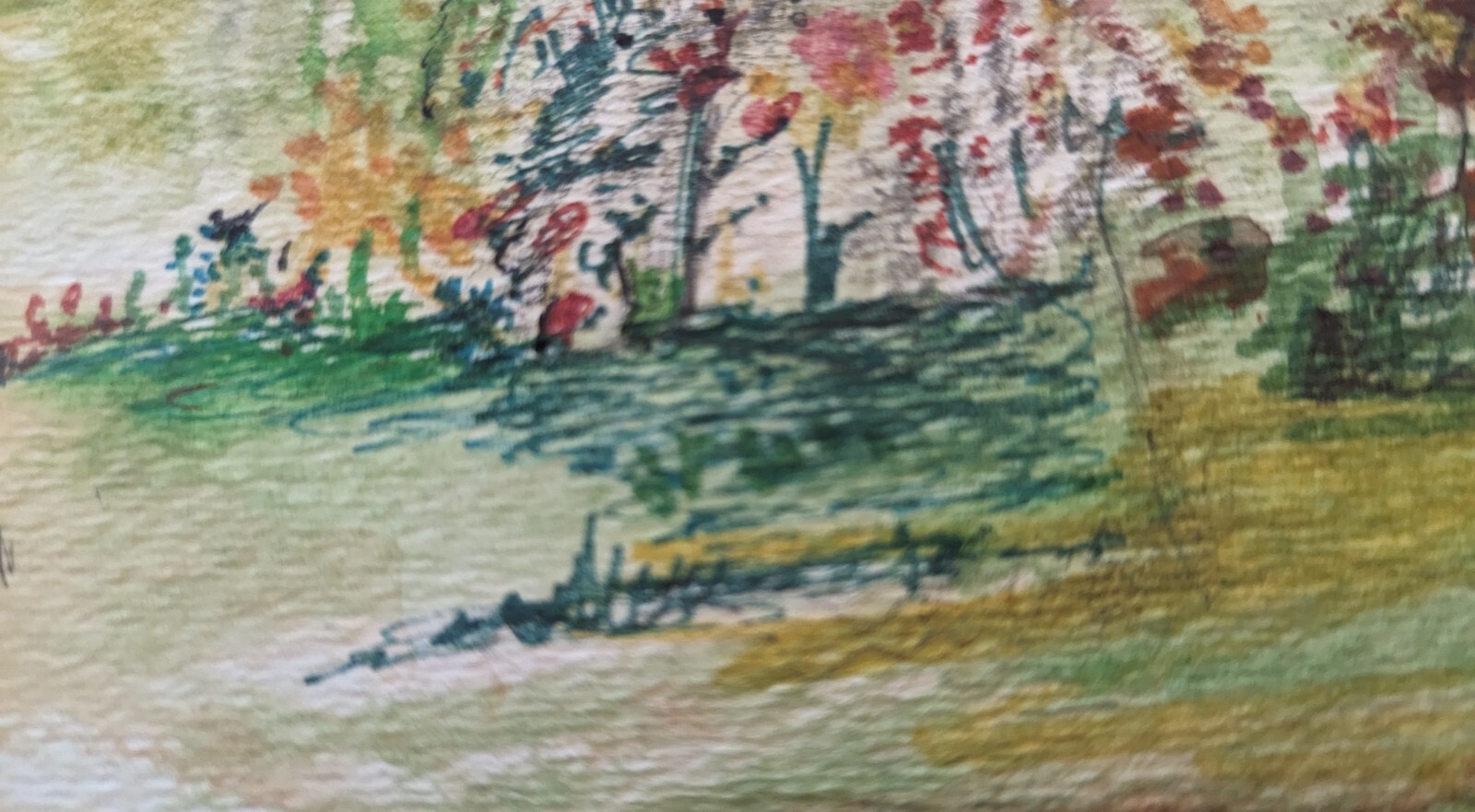 Framed Matted Signed Original Landscape Watercolor Painting 14″ x 11″