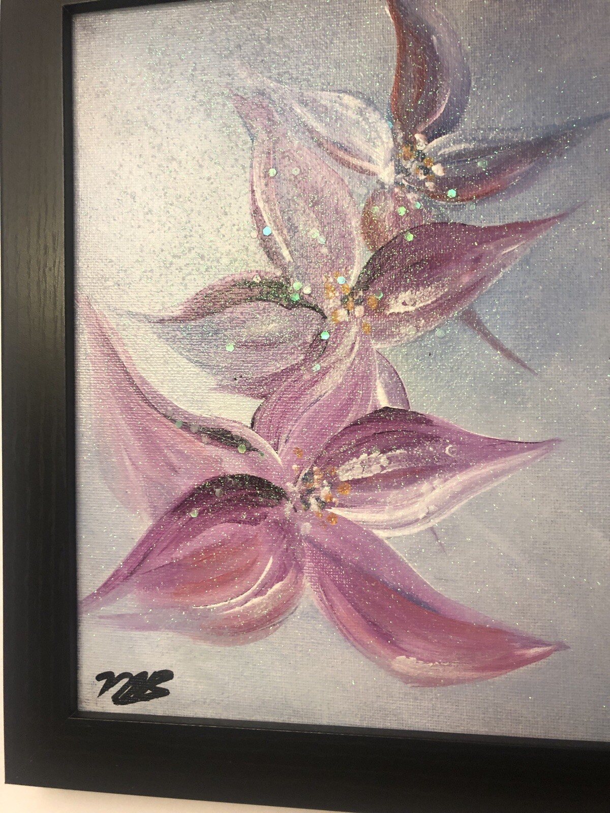 ‘Diamond Dust’, Acrylic On Canvas Floral Abstract Painting, 10”x8”