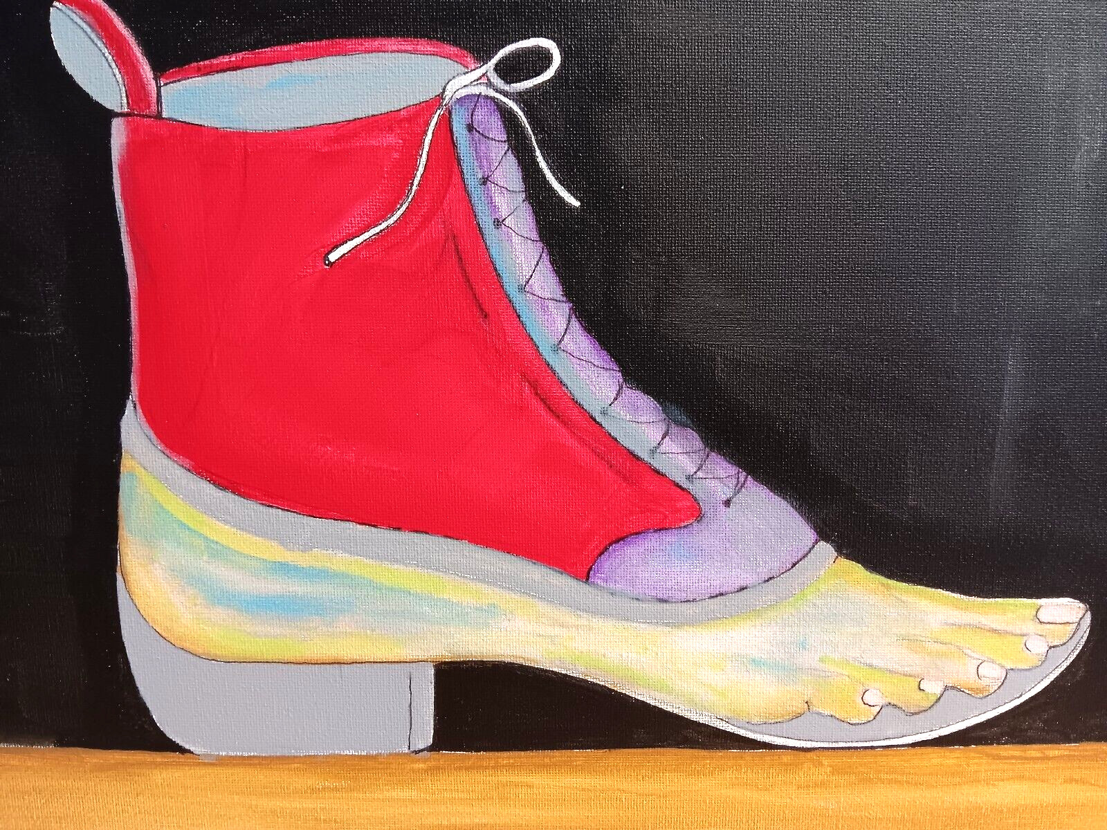 The Red Shoe Original Acrylic Painting Canvas Signed PVytautas 20×16 in