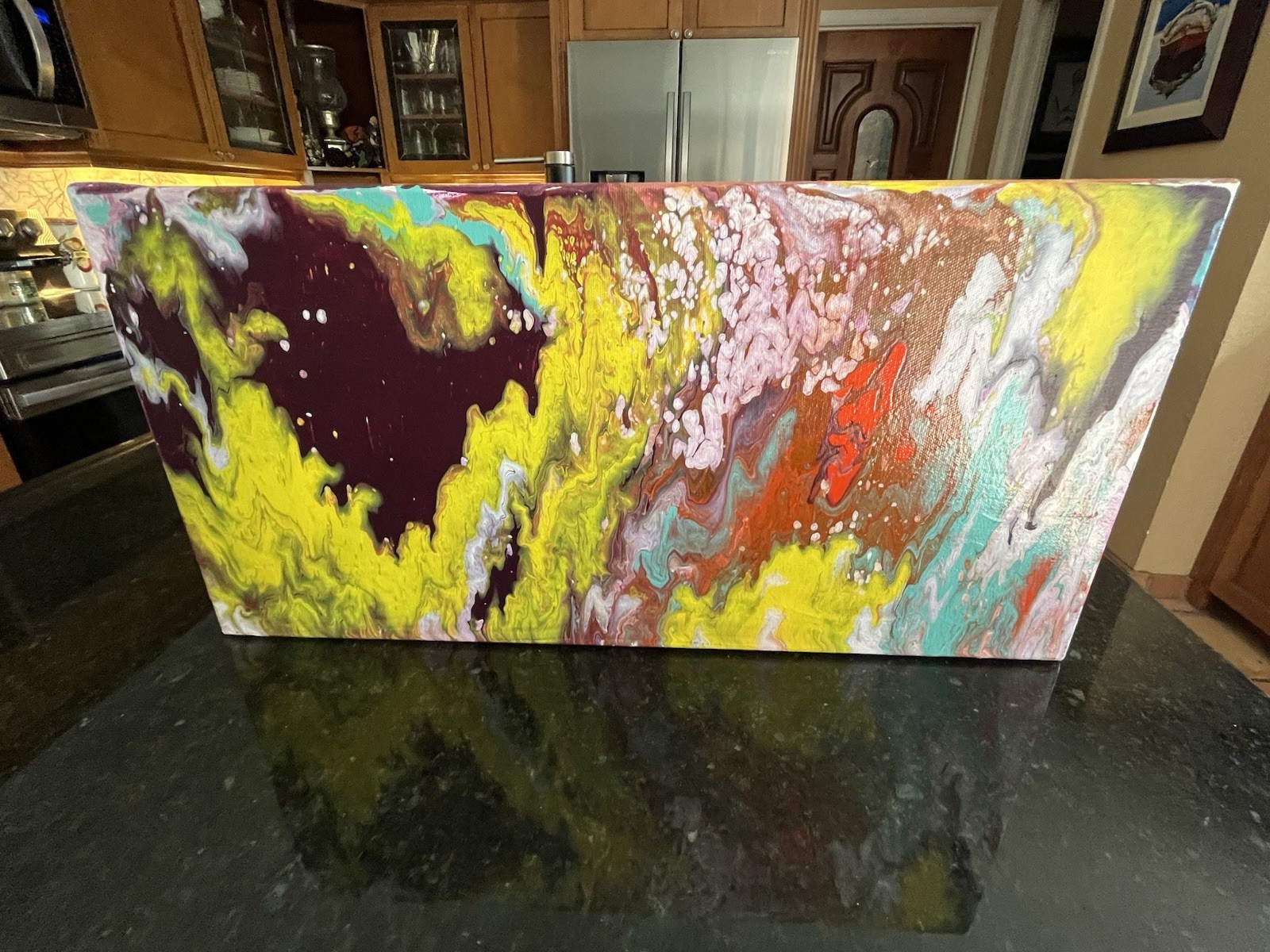 Original Abstract Painting Acrylic on Canvas, 20x10x1.5 Signed OOAK