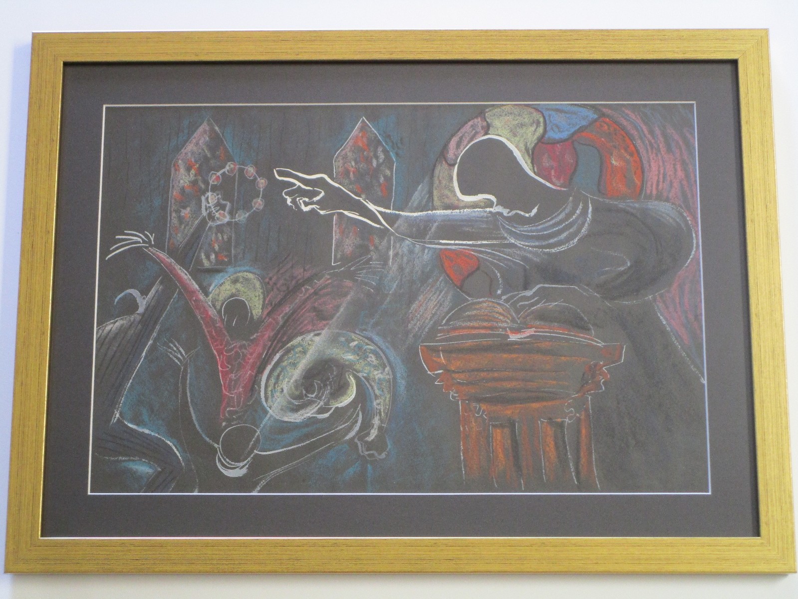 VINTAGE BLACK AMERICANA PAINTING MODERNISM ABSTRACT EXPRESSIONISM CHURCH SPIRIT