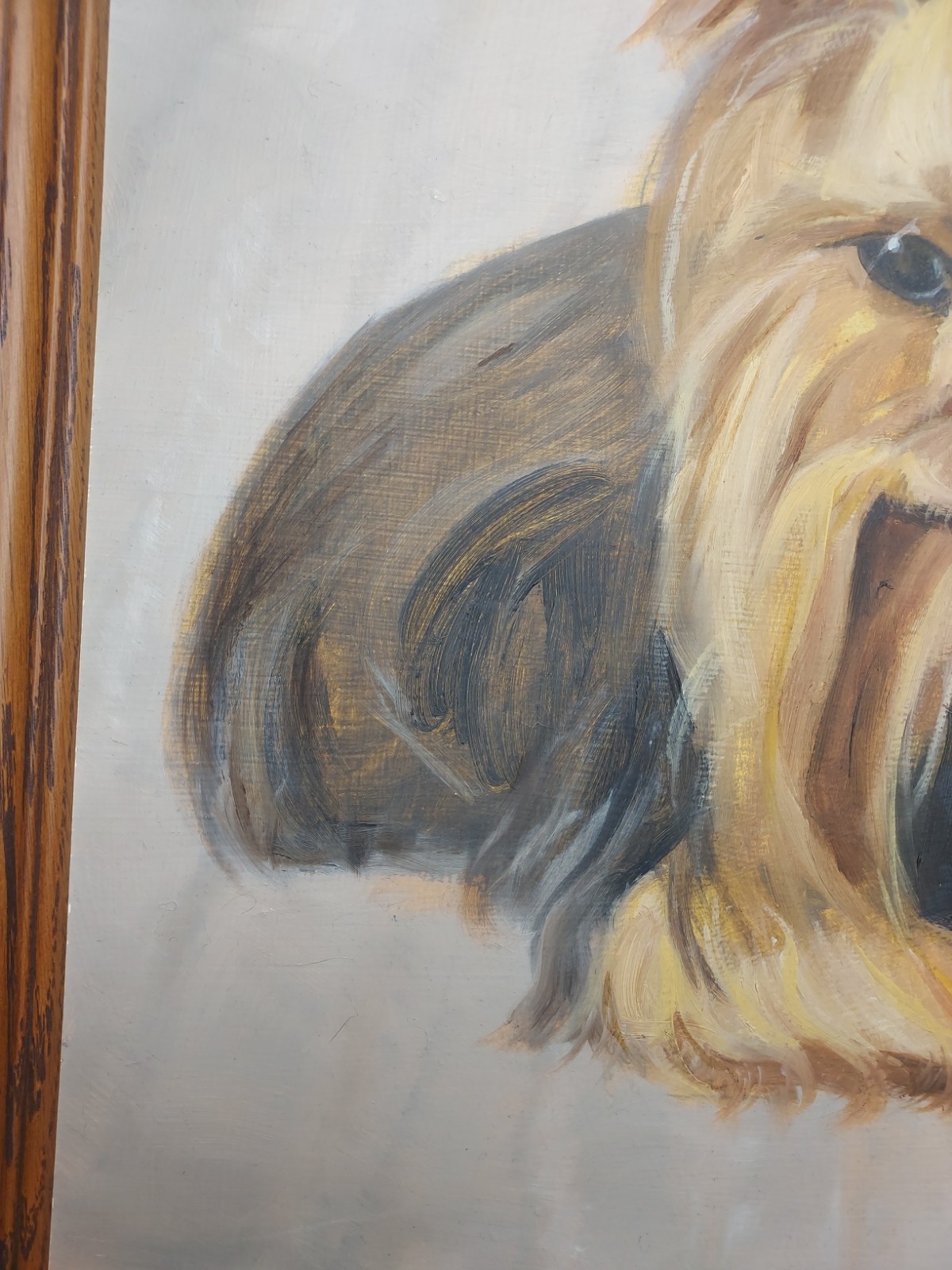 Hand Painted Custom Yorkshire Terrier Pet Portrait Painting Dog Wood Framed