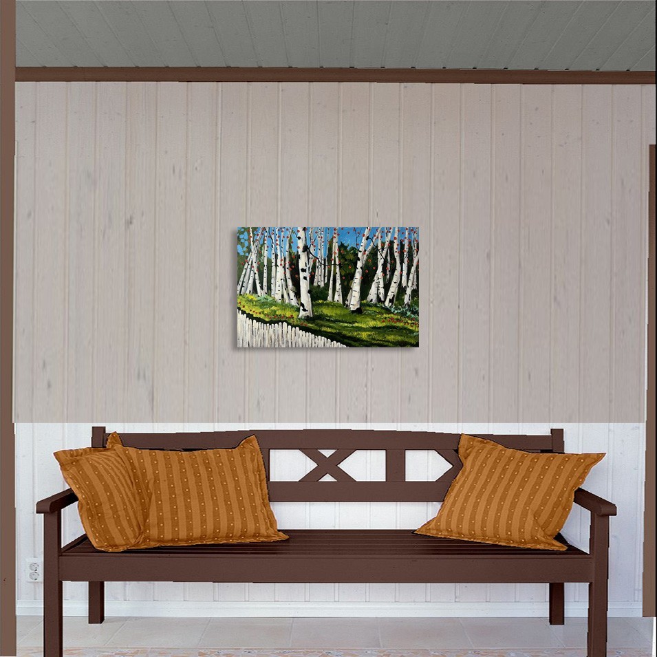 Aspen trees painting on canvas original by Texas artist Fallini 24in x 36in