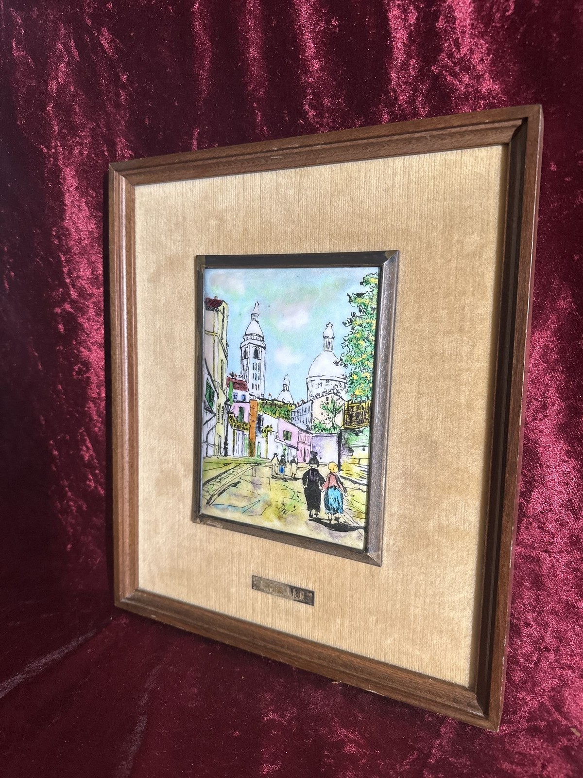 C-07. Hand-Painted Enamel Over Ceramic. After Maurice Utrillo. 1960s
