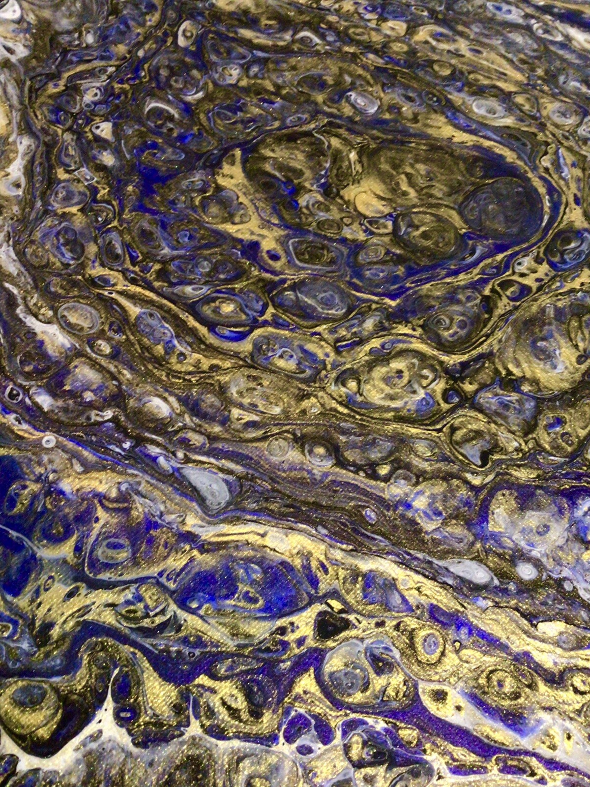 ABSTRACT PAINTING ORIGINAL ACRYLIC SIGNED CANVAS 14” x 11″ METALLIC GOLD PURPLE
