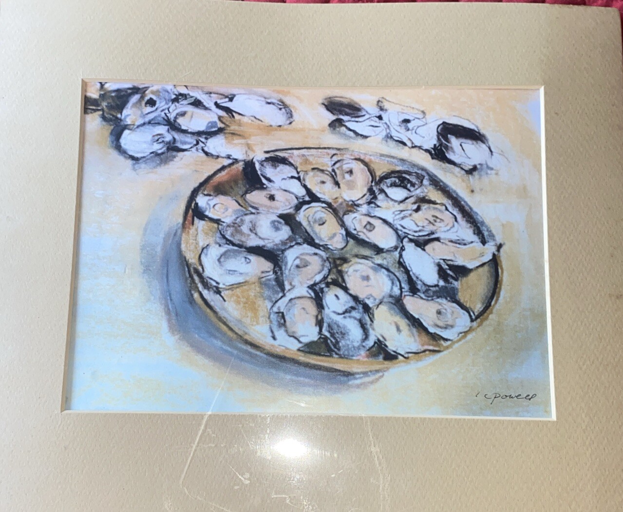 Oysters – Sealed , Matted ,14 X12 , Powell , Some Staining On Back See Pics