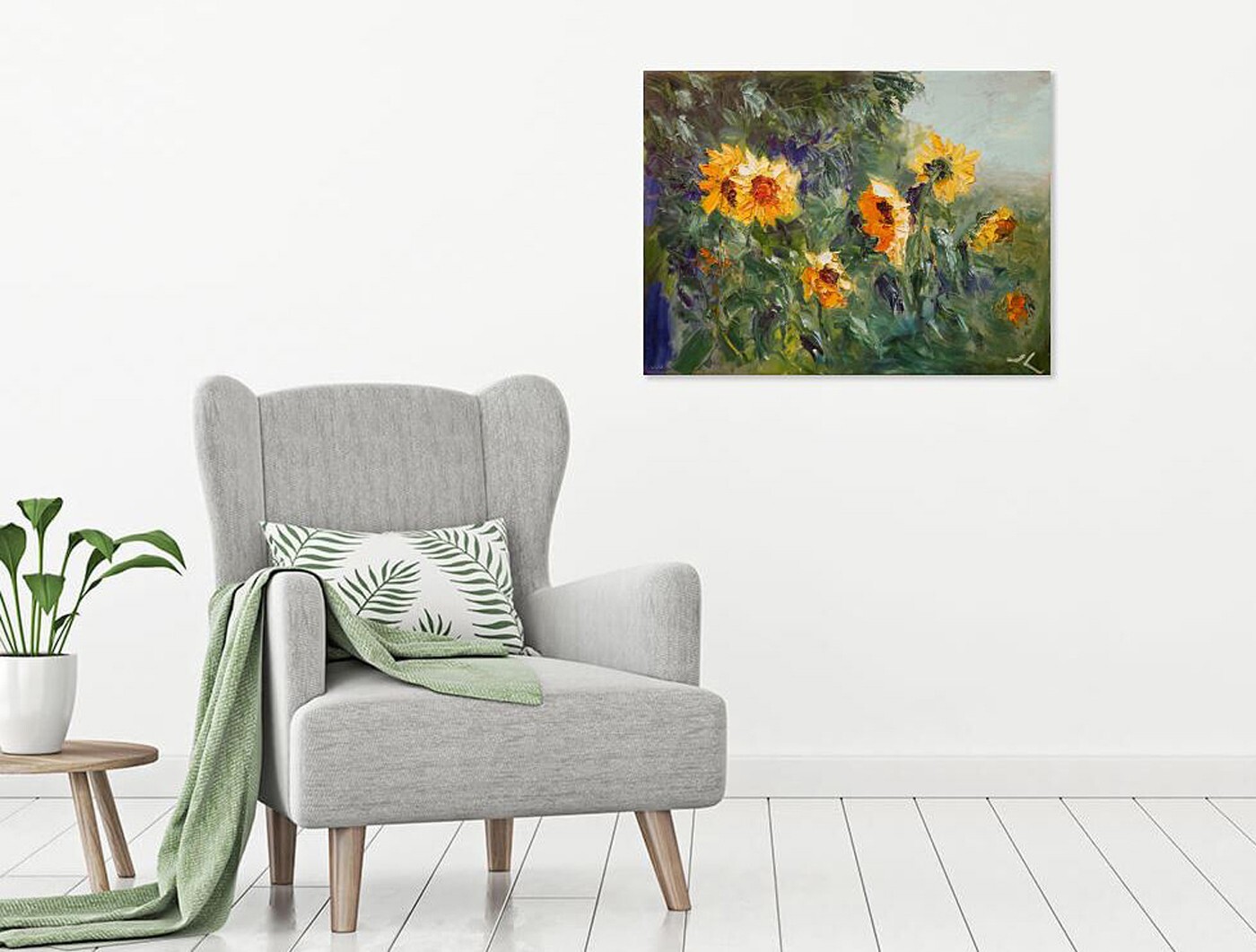 «Sunflowers» #003 – Original Expressive Oil Painting by Julia Lu 18″x24″