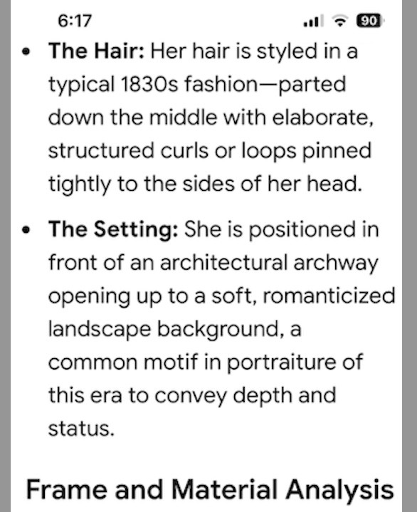 Antique Framed Portrait, Attractive 1830’s woman in era dress, 6-1/2″ x 5-1/2″